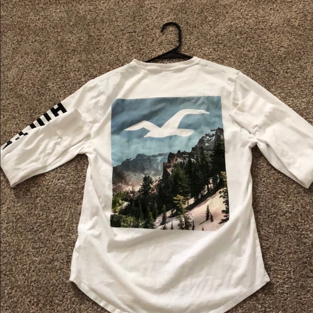 Hollister longsleeve white base and mountain print